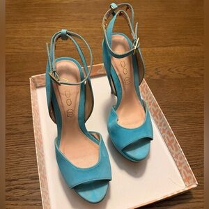 Aldo Bright Turquoise Open-Toe Slingback Platform Heels